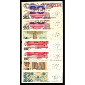 Poľská ľudová republika, sada bankoviek 20-1000 zlotých