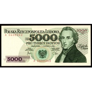 PRL, 5000 złotych 1982 A - kolejny numer