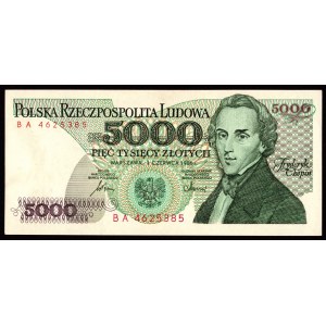 PRL, 5000 złotych 1986 - seria BA