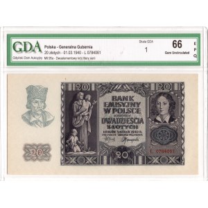 GG, 20 złotych 1940 L - GDA 66EPQ