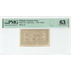 Insurekcja kościuszkowska, 4 złote 1794 - (1) (G) PMG 63 EPQ