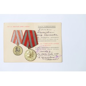 SSSR, medaile 30 let armády a loďstva 1948 s průkazem totožnosti