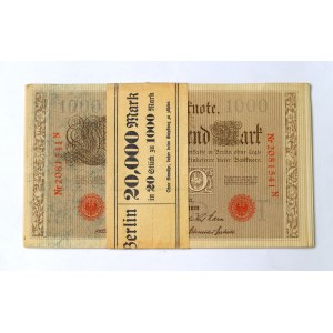 Německo, bankovní balíček 1000 marek 1910
