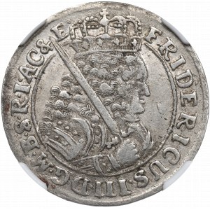 Kniežacie Prusko, Fridrich III, Ort 1698, Königsberg - NGC AU Podrobnosti