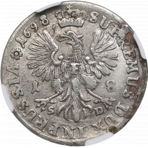 Germany, Preussen, Friedrich III, 18 groschen 1698, Konigsberg - NGC AU Details