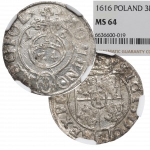 Žigmund III Vasa, polostopa 1616, Bydgoszcz - NGC MS64