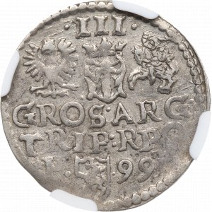 Sigismund III, 3 groschen 1599, Posen - NGC AU55