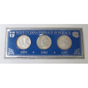 Oryginalny zestaw medali upamiętniających wizyty Jana Pawła II w Polsce