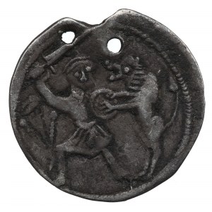 Ladislaus II. der Verbannte, Denar ohne Datum Kraków - Kampf mit einem Löwen