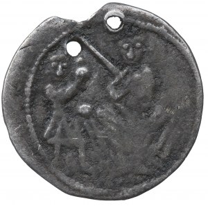 Ladislaus II. der Verbannte, Denar ohne Datum Kraków - Kampf mit einem Löwen