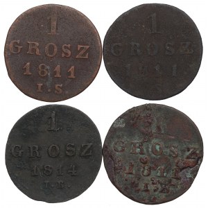 Herzogtum Warschau, Satz von 1 Pfennig 1811-14