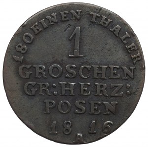 Wielkie Księstwo Poznańskie, 1 grosz 1816, Berlin - grube litery