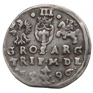 Žigmund III Vaza, Trojak 1596, Vilnius - erb Pruska a Chaleckého