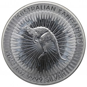Austrálie, 1 2022 USD - unce ryzího stříbra