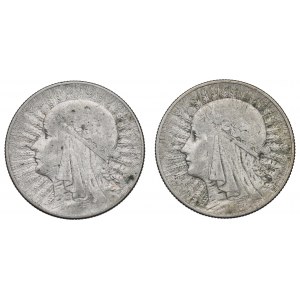 II RP, Zestaw 5 złotych 1933-34 Głowa kobiety
