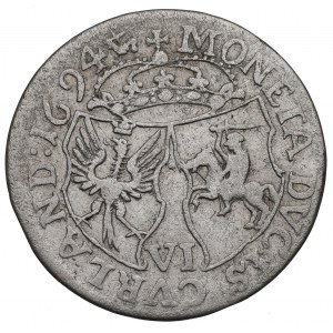 Duchy of Courland, Friedrich Casimir, 6 groschen 1694, Mitau