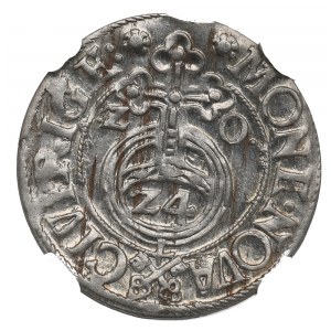 Sigismund III Vasa, Halbspur 1620, Riga - Schlüssel gespaltene Legende NGC MS64