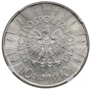 II Republic of Poland, 10 zloty 1939 Pilsudski - NGC MS65