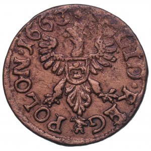 Ján II Kazimír, litovský šiling 1663, Ujazdów zo zbierky Cezaryho Wolského