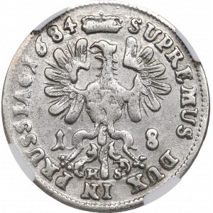 Prussia, 18 groschen 1684, Konigsberg - NGC AU58