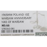 PRL, 10 zlotých 1965 VII wieków Warszawy - NGC MS66