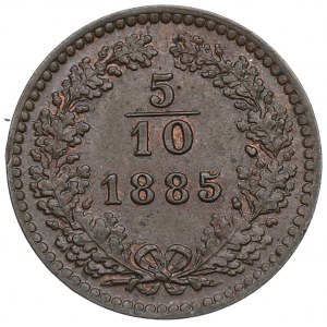 Austria, 5/10 krajcara 1885