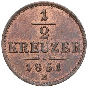 Rakousko, 1/2 krajcar 1851 B
