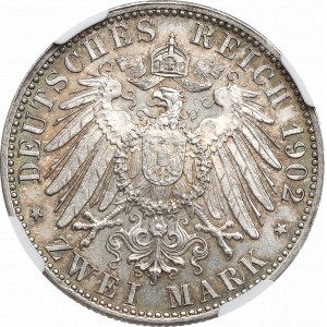 Germany, Baden, Friedrich, 2 mark 1902 - 50 years of reign NGC MS62