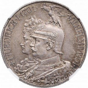 Německo, Prusko, 2 marky 1901 - 200 let Pruského království NGC MS63