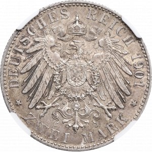 Německo, Prusko, 2 marky 1901 - 200 let Pruského království NGC MS63
