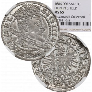 Zikmund III Vasa, Grosz 1606, Krakov - OKAZOWY ex Pączkowski NGC MS65