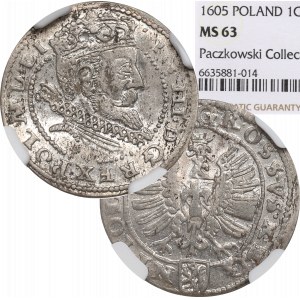 Žigmund III Vaza, Grosz 1605, Krakov - ex Pączkowski NGC MS63