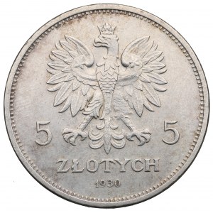 II Republic of Poland, 5 zloty 1930 November Uprising - hybrid obverse of high relief die