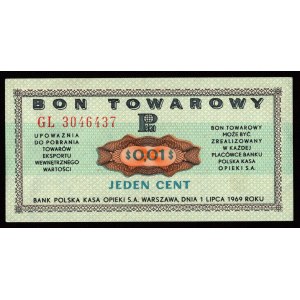 Pewex, Bon Towarowy, 1 cent 1969 - GL