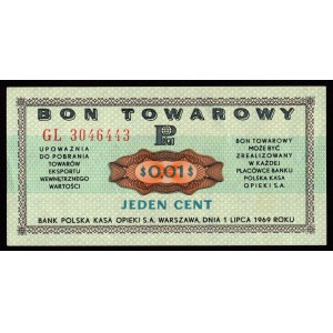 Pewex, dárkový certifikát, 1 cent 1969 - GL
