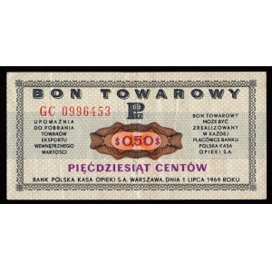 Pewex, Bon Towarowy, 50 centów 1969 - GC