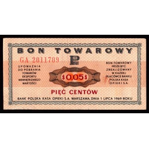 Pewex, Bon Towarowy, 5 centów 1969 GA