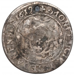 Zygmunt III Waza, Ort 1619, Gdańsk - S-B nad podstawą kartusza