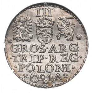 Sigismund III, 3 groschen 1594, Marienburg - NGC MS62