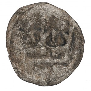 Ladislaus I the Short or Casimir III the Great, Denarius - letter R and crown - UNIQUE
