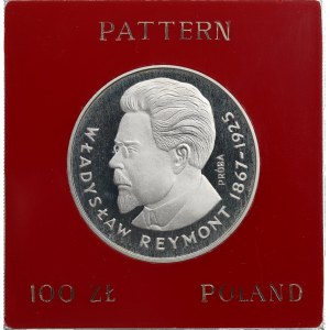 PRL, 100 zlotých 1977 Władysław Reymont - Ag vzorka
