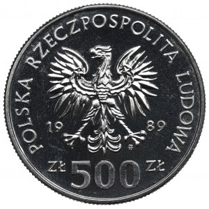 Volksrepublik Polen, 500 Zloty 1989 Verteidigungskrieg - Muster Nickel