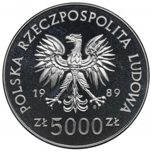 Polská lidová republika, 5 000 zlotých 1989 - Westerplatte Vzorek niklu