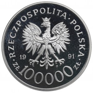 III RP, 100.000 złotych 1991 Hubal - Próba Nikiel