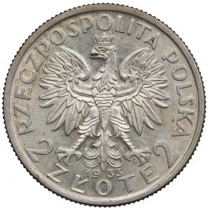II RP, 2 Zloty 1933 Kopf einer Frau