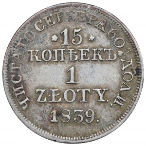 Russische Teilung, Nikolaus I., 15 Kopeken=1 Zloty 1839 MW