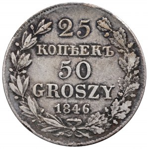 Ruské delenie, Mikuláš I., 25 kopejok=50 grošov 1846 MW, Varšava