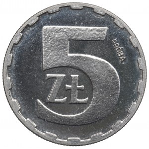 Volksrepublik Polen, 5 Zloty 1986 - vernickelt