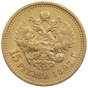 Rusko, Mikuláš II, 15 rubľov 1897 AГ