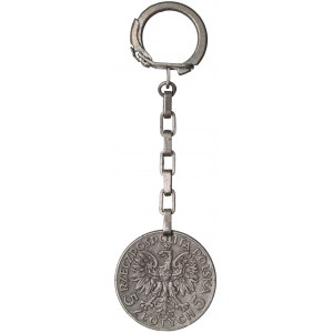 People's Republic of Poland, Key ring with 5 zloty Woman's head - Warmet Warsaw
